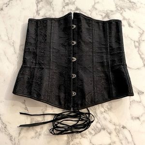 Black Steel Boned Lace Up Corset